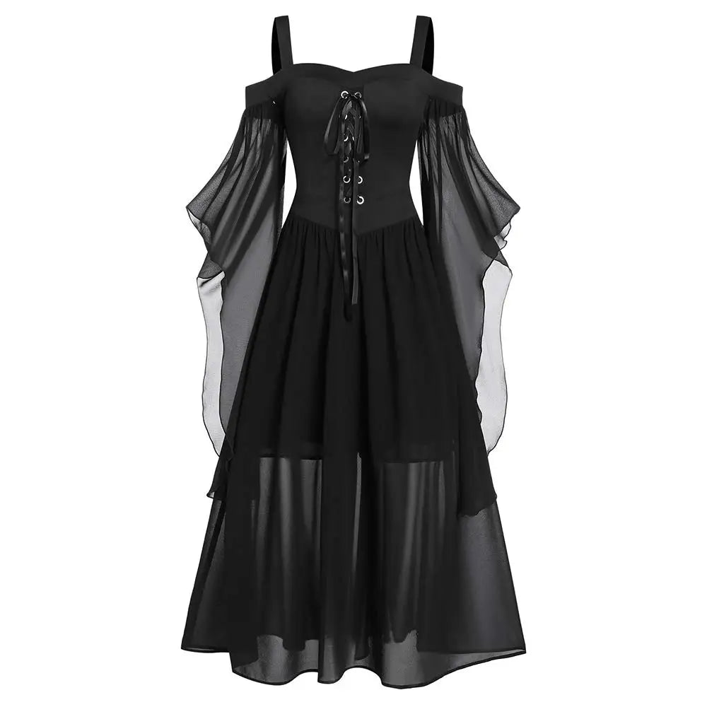 Women's Gothic Punk Style Off-the-shoulder Butterfly Sleeve Easter Cosplay Party Dress