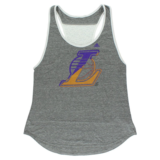 Adidas Women's XL  Los Angeles Lakers Energized Gym Tank Top Gray/White/Purple Breathable Knitted Fabric with Custom Logo