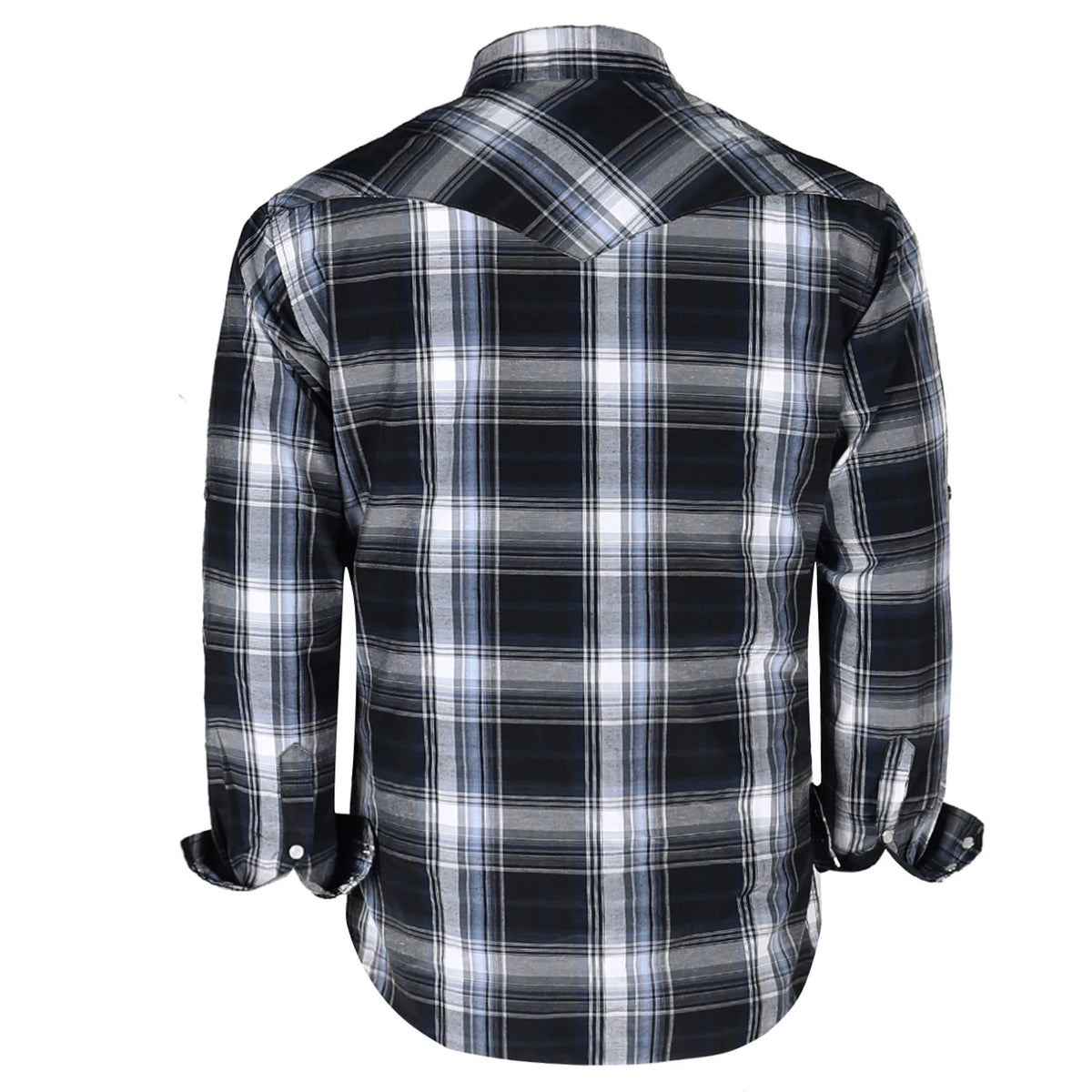Men's Western Cowboy Long Sleeve Pearl Snap Casual Plaid Work Shirts