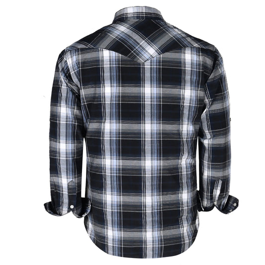 Men's Western Cowboy Long Sleeve Pearl Snap Casual Plaid Work Shirts