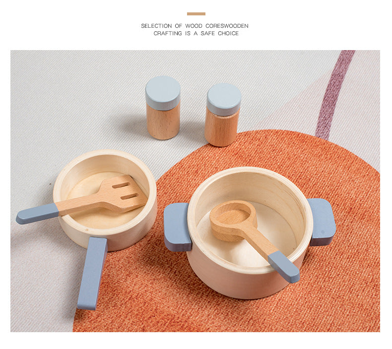 Cross-border New Products Wooden Children's Play-house Simulation Kitchen Toy Set Cooking Rice Cooking Kindergarten Interactive Toys