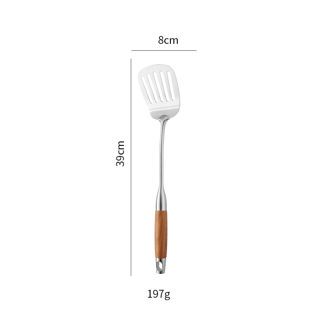 Cross-Border Kitchenware 316 Stainless Steel Spatula for Cooking Household Soup Spoon Rosewood Handle Spatula Kitchen Utensils Frying Spoon