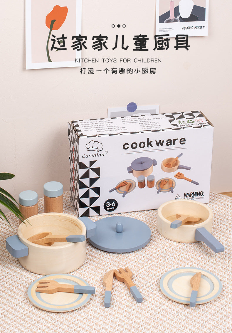 Cross-border New Products Wooden Children's Play-house Simulation Kitchen Toy Set Cooking Rice Cooking Kindergarten Interactive Toys