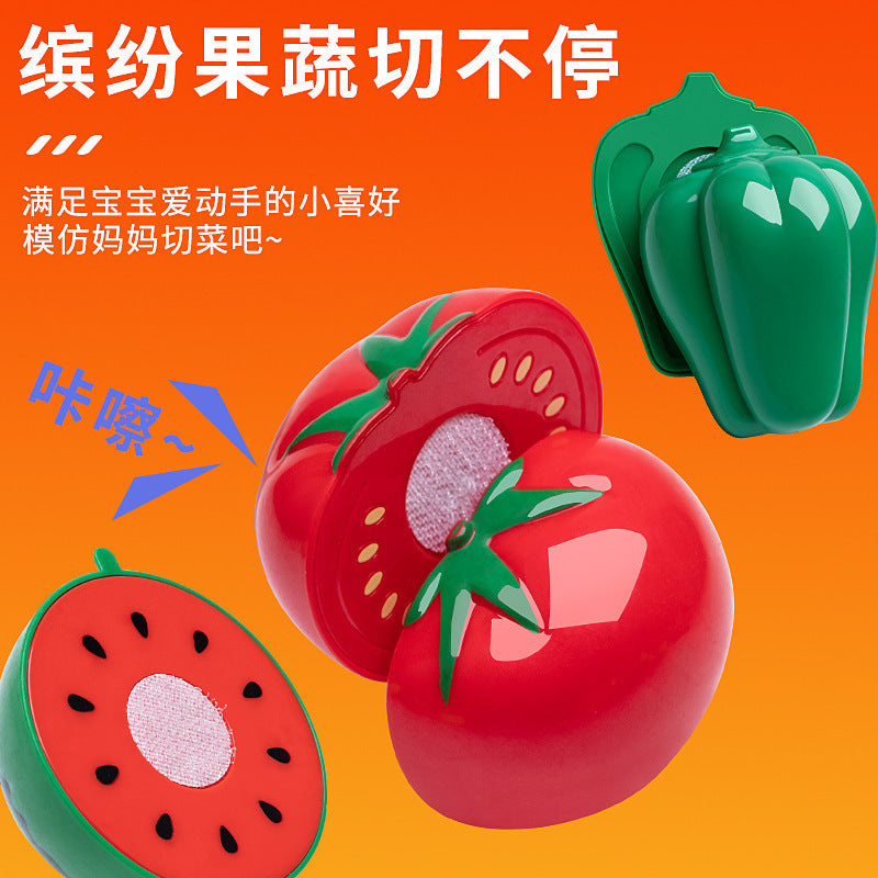 Cross-border simulation kitchenette cooking kitchenware suit fruit cutting music girls play house toys induction cooker cooking