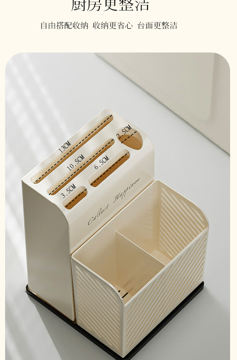 Household Knife and Chopsticks Two-In-One Chopstick Cage Multi-Functional Easy-To-Clean Chopstick Barrel Cut Out Drain Chopstick Box Kitchen Storage Rack