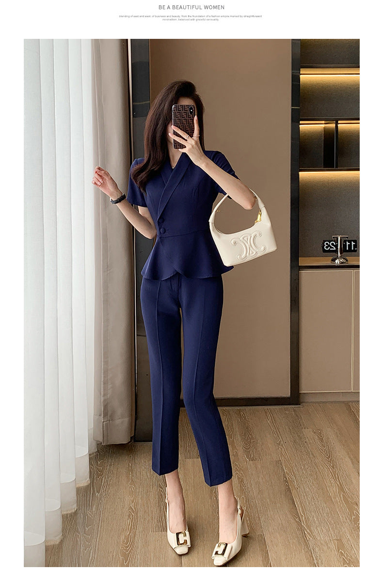 Professional Suit Women's Summer Thin Beautician High-end Beauty Salon Work Clothes Jewelry Store Tooling Formal Suit