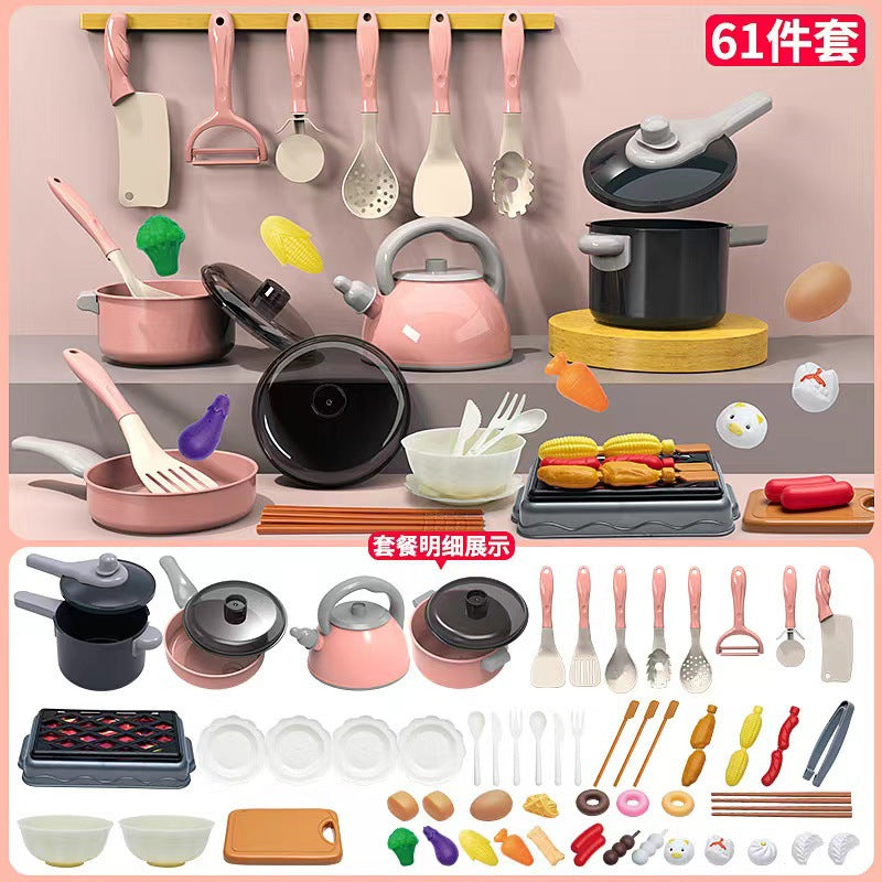 [Cross-border Exclusive] Simulation Kitchenette Cooking Kitchenware suit Fruit Chicing Music Cooking Induction Cooker to play house