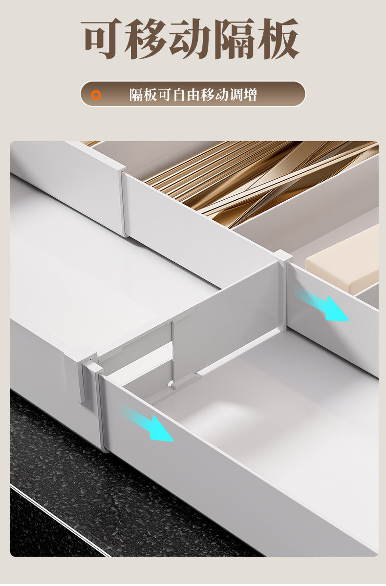Drawer Storage Box Retractable Cosmetics Sundries Sorting Box Cabinet Partitioned Box Kitchen Tableware Desktop
