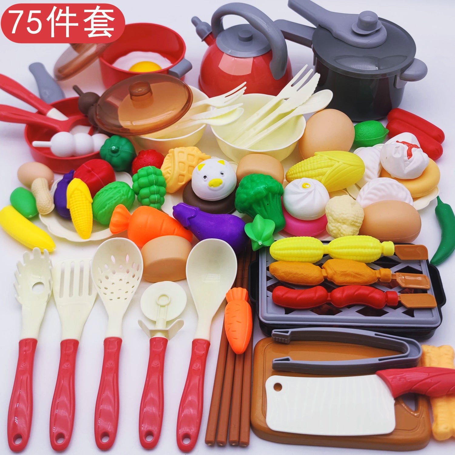 [Cross-border Exclusive] Simulation Kitchenette Cooking Kitchenware suit Fruit Chicing Music Cooking Induction Cooker to play house