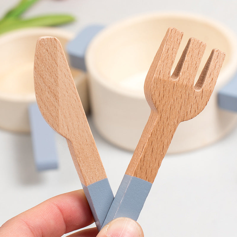 Cross-border New Products Wooden Children's Play-house Simulation Kitchen Toy Set Cooking Rice Cooking Kindergarten Interactive Toys