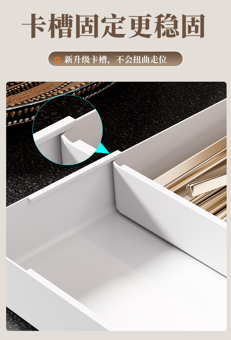 Drawer Storage Box Retractable Cosmetics Sundries Sorting Box Cabinet Partitioned Box Kitchen Tableware Desktop