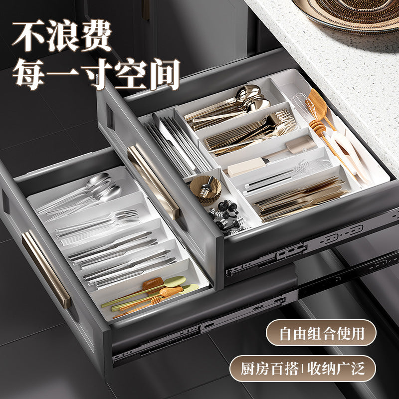 Kitchen Drawer Partition Tableware Storage Box Knife and Fork Chopsticks Storage Rack Kitchenware Storage Household Cabinet Built-in Partition