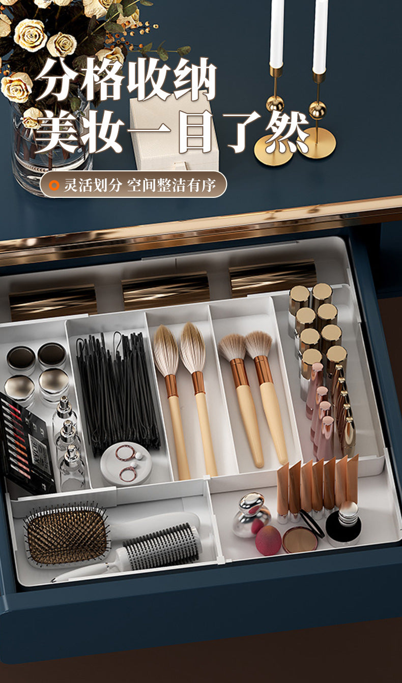 Drawer Storage Box Retractable Cosmetics Sundries Sorting Box Cabinet Partitioned Box Kitchen Tableware Desktop