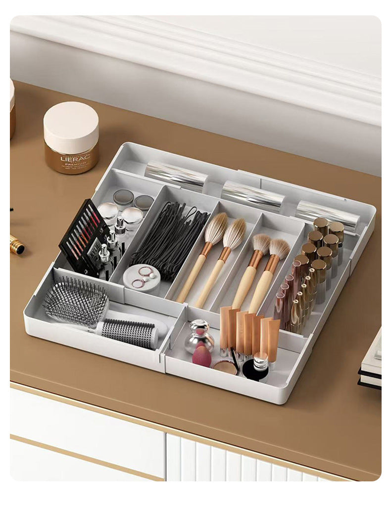 Drawer Storage Box Retractable Cosmetics Sundries Sorting Box Cabinet Partitioned Box Kitchen Tableware Desktop