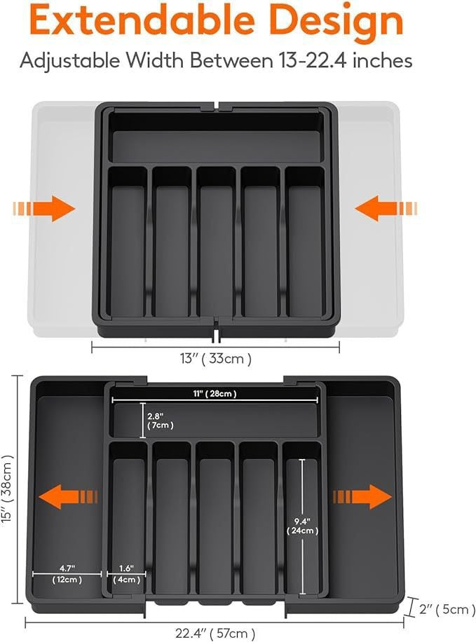 TEMU Cross-border New Expandable Utensil Tray Extended Tableware Storage Box Home Amazon