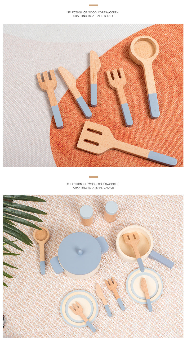 Cross-border New Products Wooden Children's Play-house Simulation Kitchen Toy Set Cooking Rice Cooking Kindergarten Interactive Toys