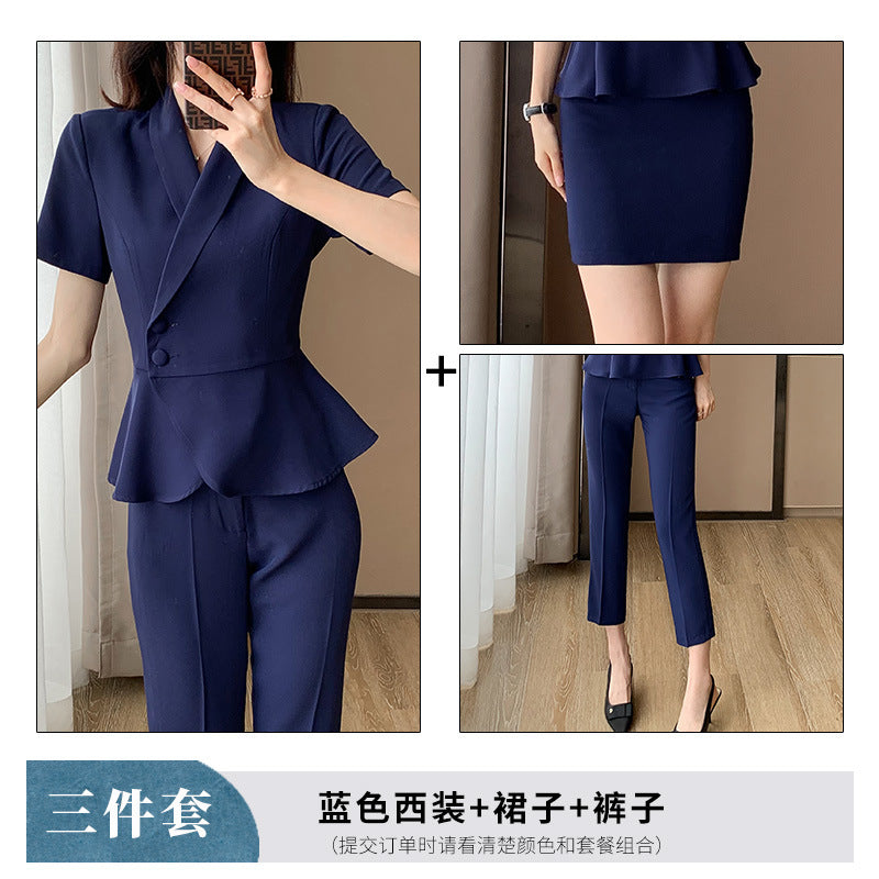 Professional Suit Women's Summer Thin Beautician High-end Beauty Salon Work Clothes Jewelry Store Tooling Formal Suit