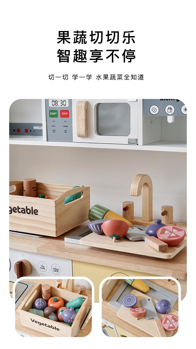Export Nordic children's simulation food solid wood toys kitchen kitchenware magnet fruit and vegetable cutting toys