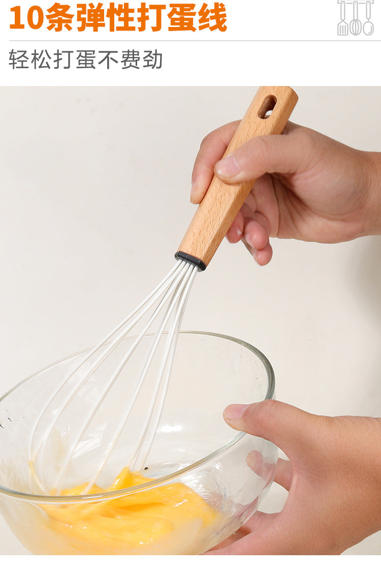 Wooden Handle Silicone Kitchen Utensil Set, Non-Stick Pan, Silicone Spatula, Soup Spoon, High Temperature Resistant Silicone Cooking Spatula, Daily Kitchen Utensils