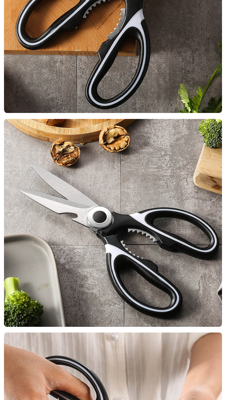 Multi-functional kitchen scissors household fish cutting vegetables roast meat chicken duck bones large stainless steel kitchen scissors wholesale
