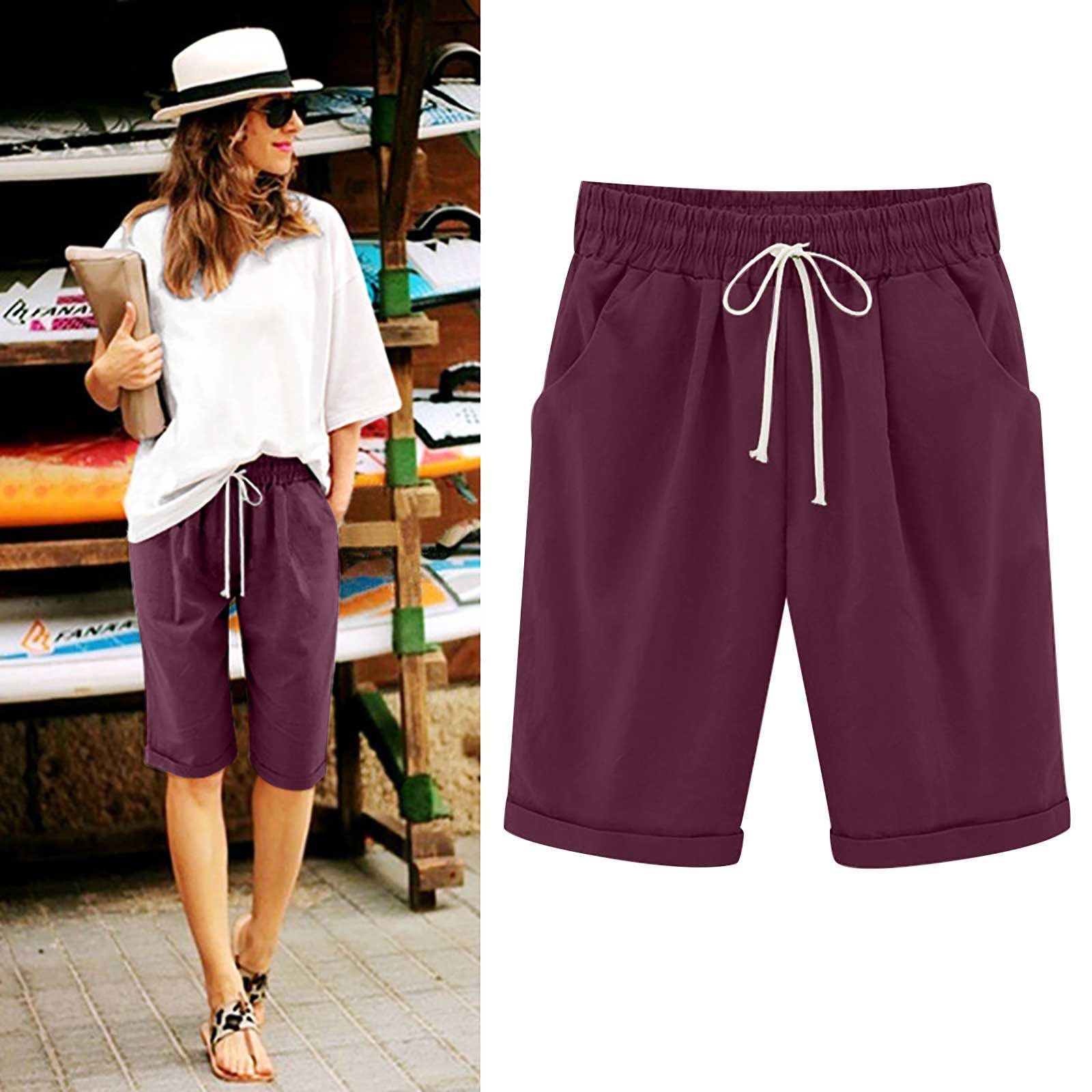 Cross-border European and American women's clothing Amazon independent station women's cotton and linen solid color pocket tether cropped pants casual pants in stock