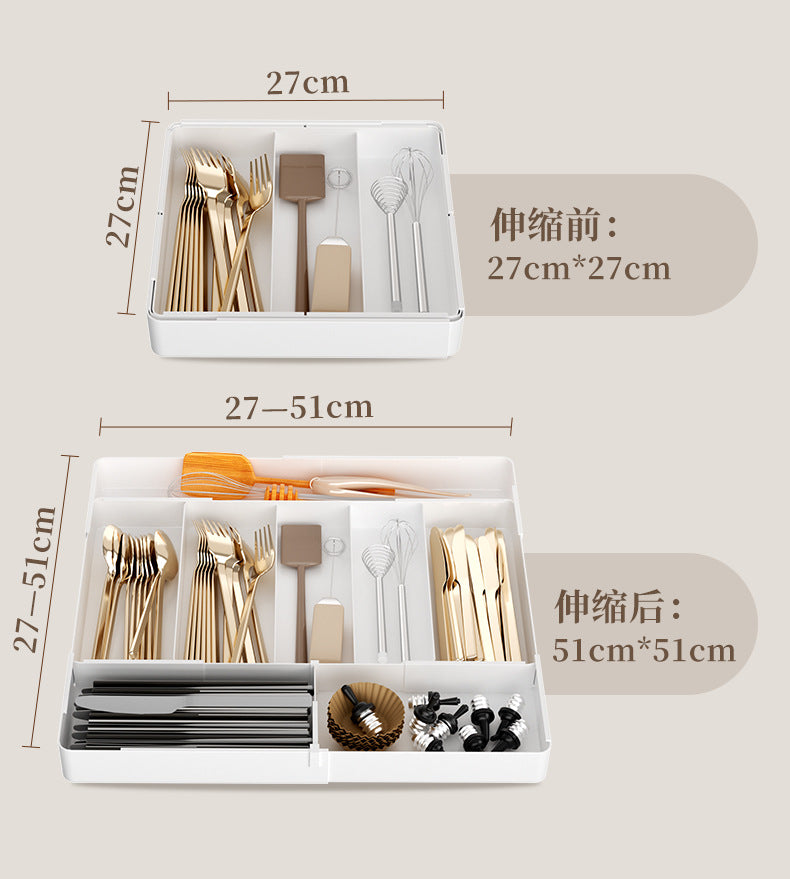 Kitchen Drawer Partition Tableware Storage Box Knife and Fork Chopsticks Storage Rack Kitchenware Storage Household Cabinet Built-in Partition