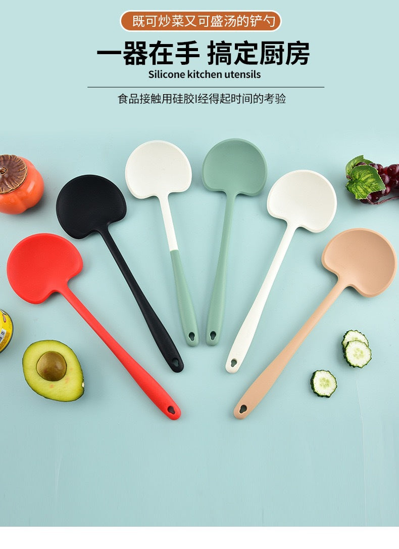 New Silicone Spatula for Home Use, Non-Stick, High-Temperature Resistant Kitchen Utensil, Soup Spoon, Mushroom Stir-Fry Spatula, Frying Spoon, Kitchen Tool