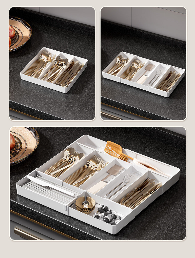 Kitchen Drawer Partition Tableware Storage Box Knife and Fork Chopsticks Storage Rack Kitchenware Storage Household Cabinet Built-in Partition