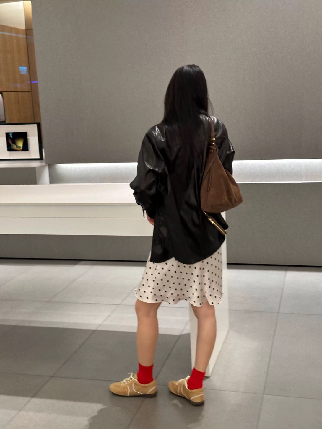 Miu Series Triacetate Polka Dot Skirt Korean Style Satin Polka Dot Elastic Waist Bias-Cut A-Line Skirt Women's Fishtail Skirt