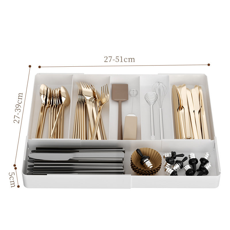 Kitchen Drawer Partition Tableware Storage Box Knife and Fork Chopsticks Storage Rack Kitchenware Storage Household Cabinet Built-in Partition