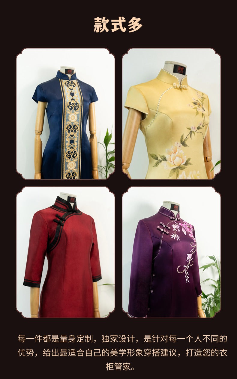 Hand-Painted Original Silk Cheongsam by Yan Yan, Sleeping Beauty Cheongsam, Elegant Silk Cheongsam, Personalized Customization