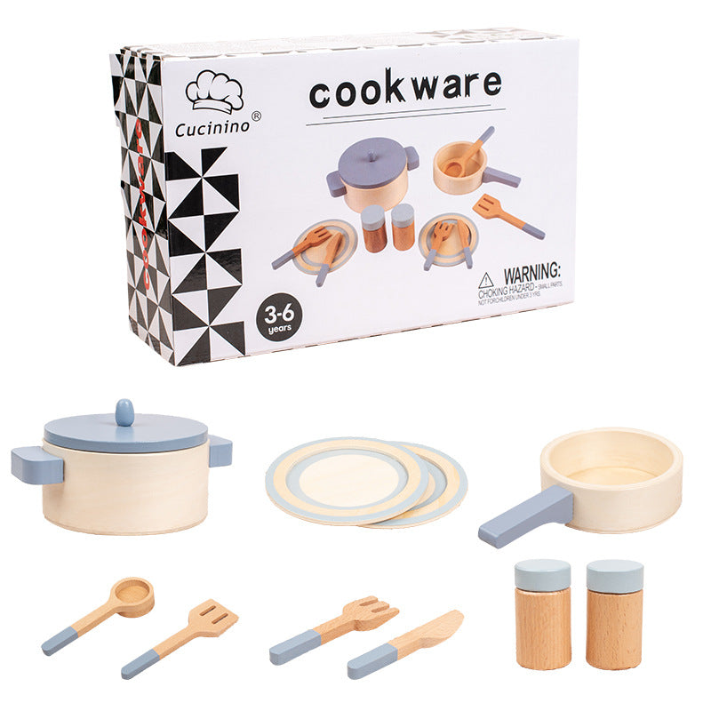 Cross-border New Products Wooden Children's Play-house Simulation Kitchen Toy Set Cooking Rice Cooking Kindergarten Interactive Toys