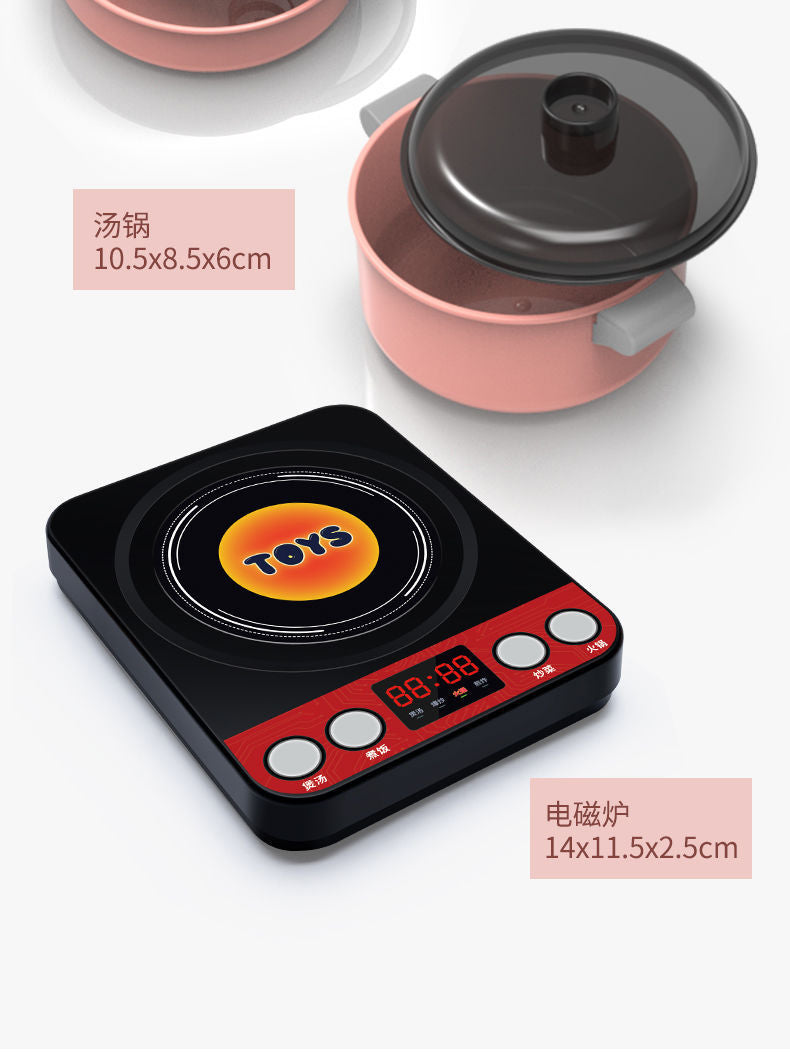 [Cross-border Exclusive] Simulation Kitchenette Cooking Kitchenware suit Fruit Chicing Music Cooking Induction Cooker to play house