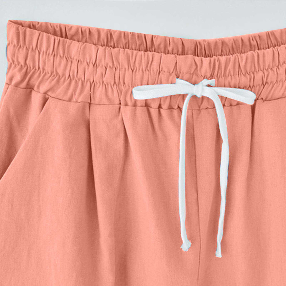 Cross-border European and American women's clothing Amazon independent station women's cotton and linen solid color pocket tether cropped pants casual pants in stock