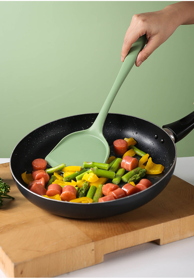 Acura Green Silicone Kitchenware Non-stick Cookware with Spade and Spoon Set Easy to Clean Kitchen Silicone Heat-resistant Kitchenware Five-piece Set