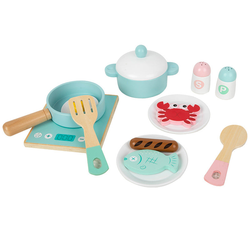 Cross-border New Products Wooden Children's Play-house Simulation Kitchen Toy Set Cooking Rice Cooking Kindergarten Interactive Toys