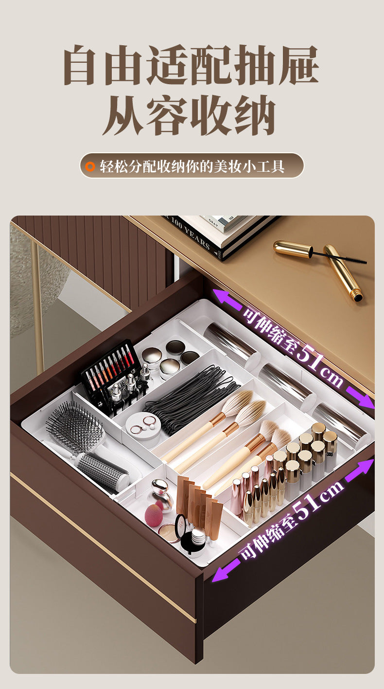Drawer Storage Box Retractable Cosmetics Sundries Sorting Box Cabinet Partitioned Box Kitchen Tableware Desktop