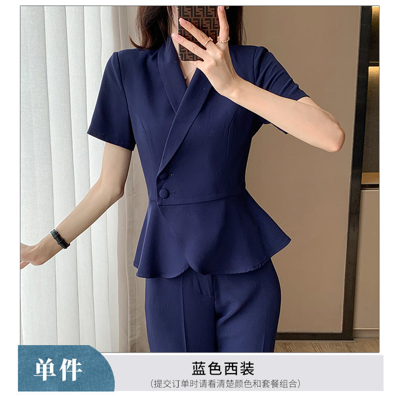 Professional Suit Women's Summer Thin Beautician High-end Beauty Salon Work Clothes Jewelry Store Tooling Formal Suit