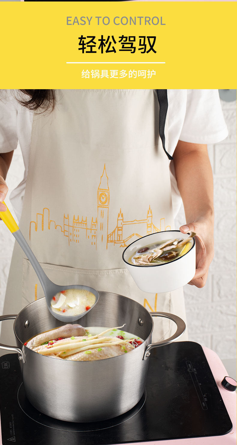 In-Stock Two-Color Silicone Kitchen Utensils, Kitchen Supplies That Won'T Damage Pots, Easy to Clean, Strainer, Soup Spoon, Spatula Set, Non-Stick Pan