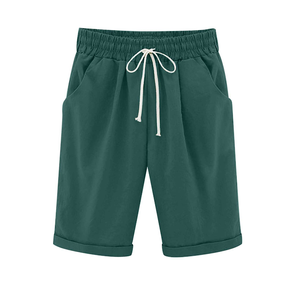 Cross-border European and American women's clothing Amazon independent station women's cotton and linen solid color pocket tether cropped pants casual pants in stock