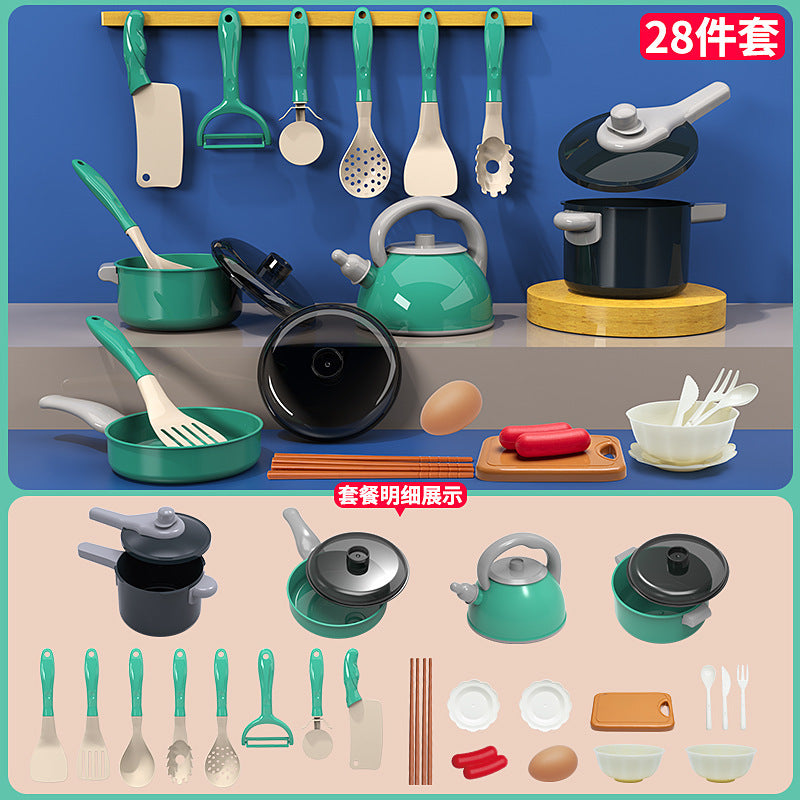 [Cross-border Exclusive] Simulation Kitchenette Cooking Kitchenware suit Fruit Chicing Music Cooking Induction Cooker to play house