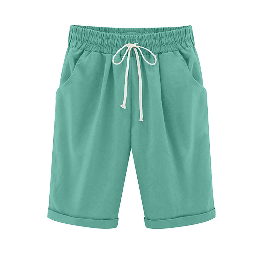 Cross-border European and American women's clothing Amazon independent station women's cotton and linen solid color pocket tether cropped pants casual pants in stock