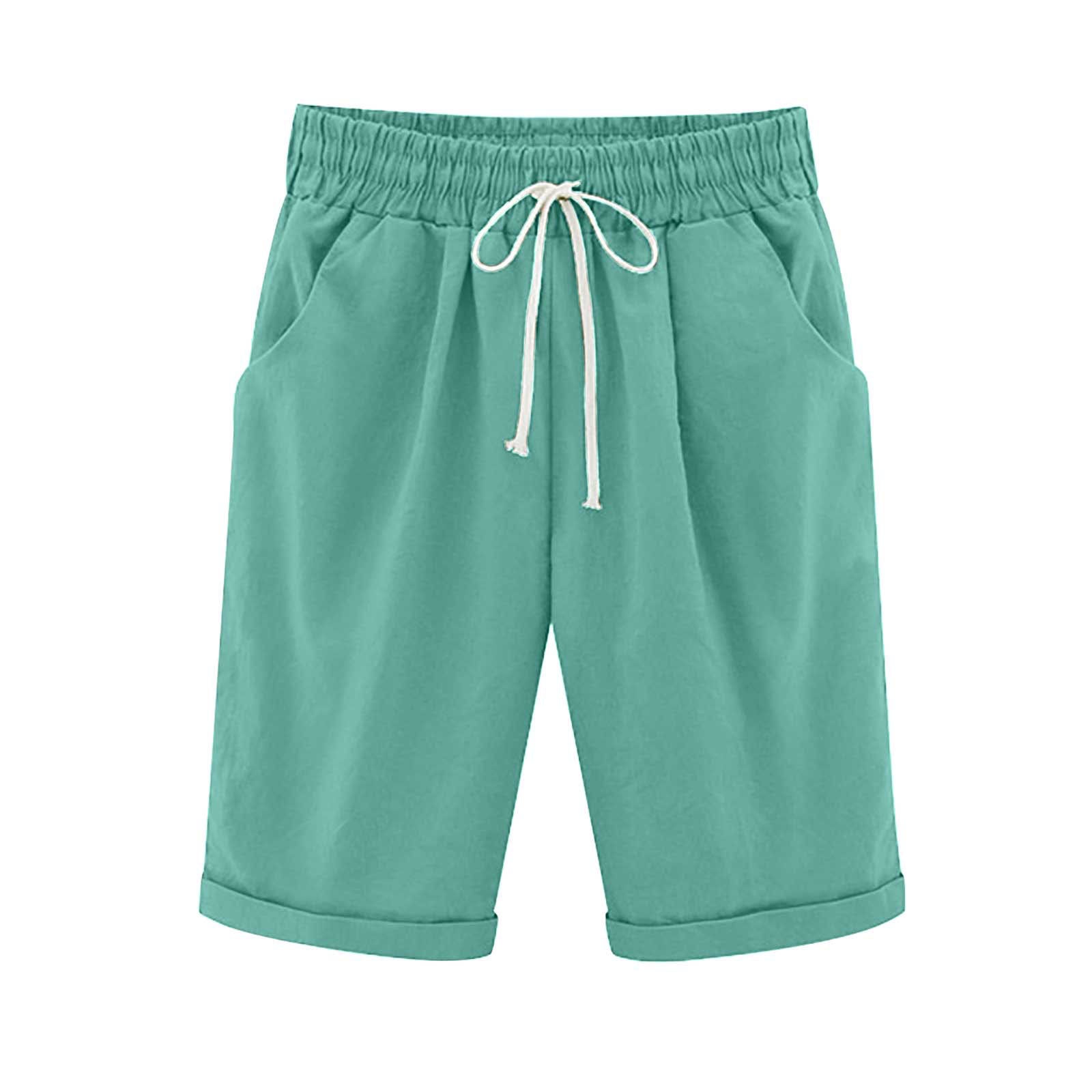 Cross-border European and American women's clothing Amazon independent station women's cotton and linen solid color pocket tether cropped pants casual pants in stock