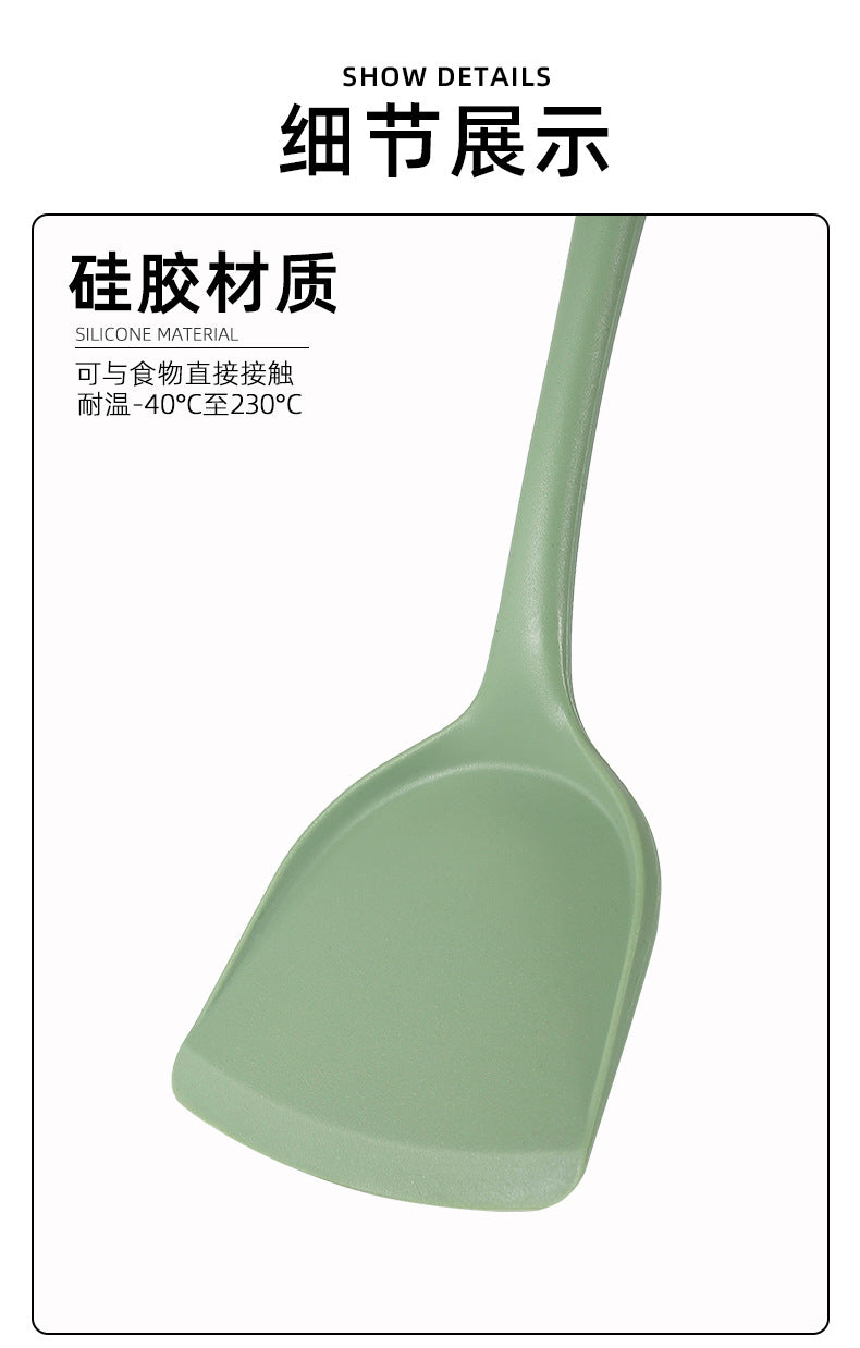 Acura Green Silicone Kitchenware Non-stick Cookware with Spade and Spoon Set Easy to Clean Kitchen Silicone Heat-resistant Kitchenware Five-piece Set