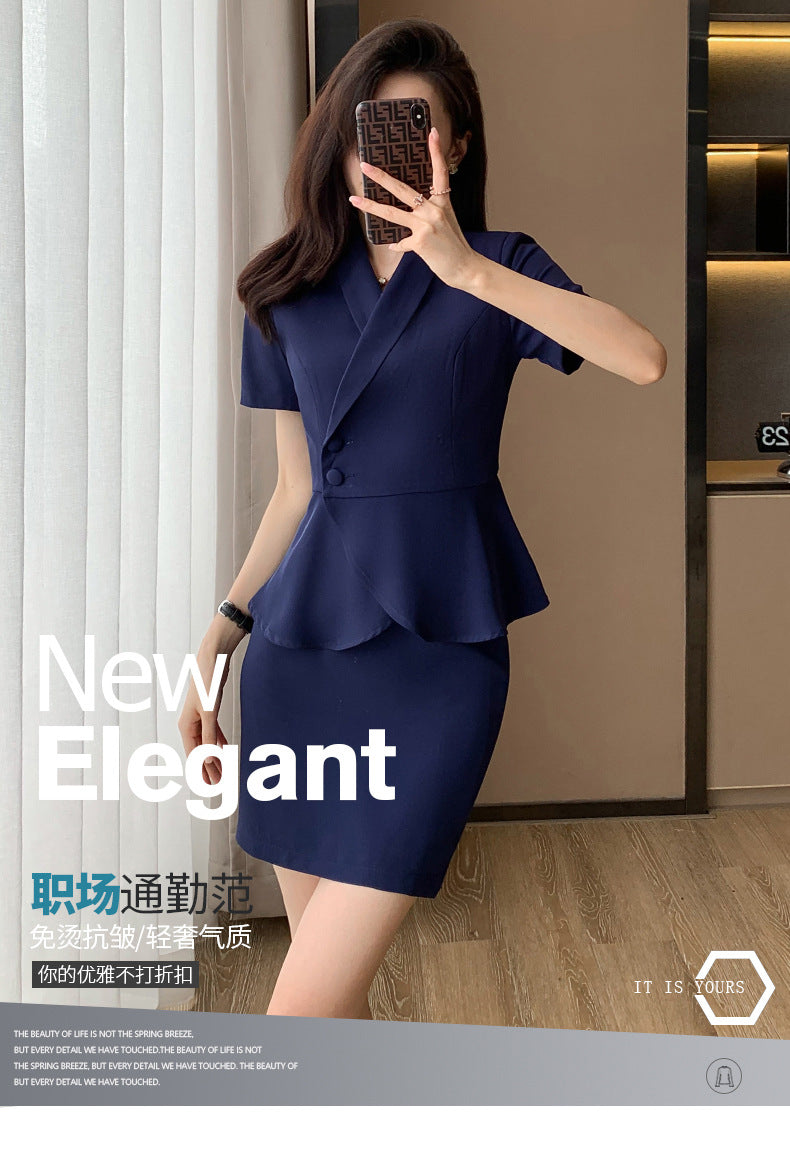 Professional Suit Women's Summer Thin Beautician High-end Beauty Salon Work Clothes Jewelry Store Tooling Formal Suit