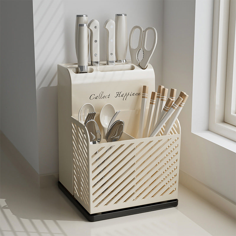 Household Knife and Chopsticks Two-In-One Chopstick Cage Multi-Functional Easy-To-Clean Chopstick Barrel Cut Out Drain Chopstick Box Kitchen Storage Rack