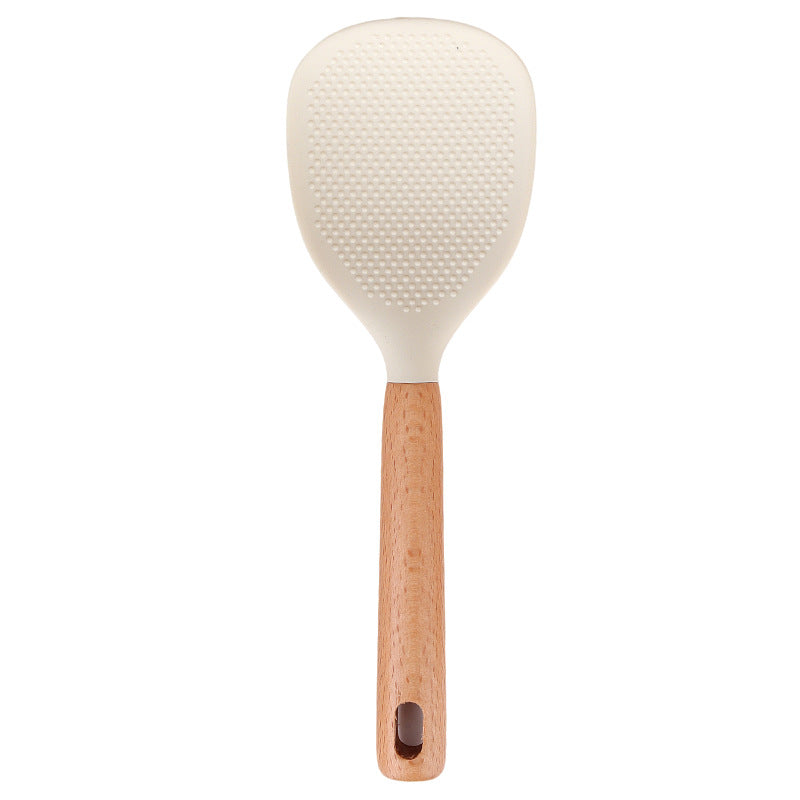 Wooden Handle Silicone Kitchen Utensil Set, Non-Stick Pan, Silicone Spatula, Soup Spoon, High Temperature Resistant Silicone Cooking Spatula, Daily Kitchen Utensils