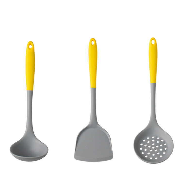 In-Stock Two-Color Silicone Kitchen Utensils, Kitchen Supplies That Won'T Damage Pots, Easy to Clean, Strainer, Soup Spoon, Spatula Set, Non-Stick Pan