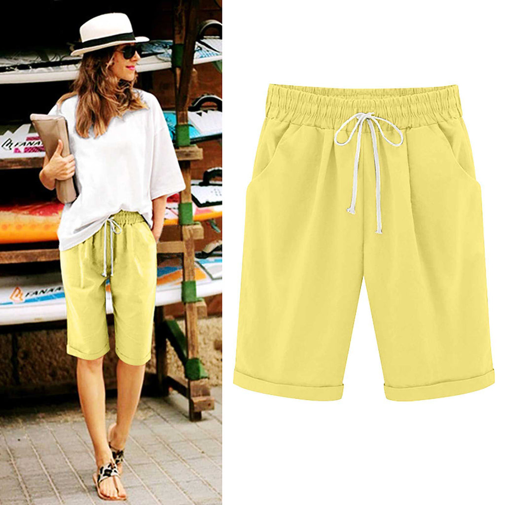 Cross-border European and American women's clothing Amazon independent station women's cotton and linen solid color pocket tether cropped pants casual pants in stock