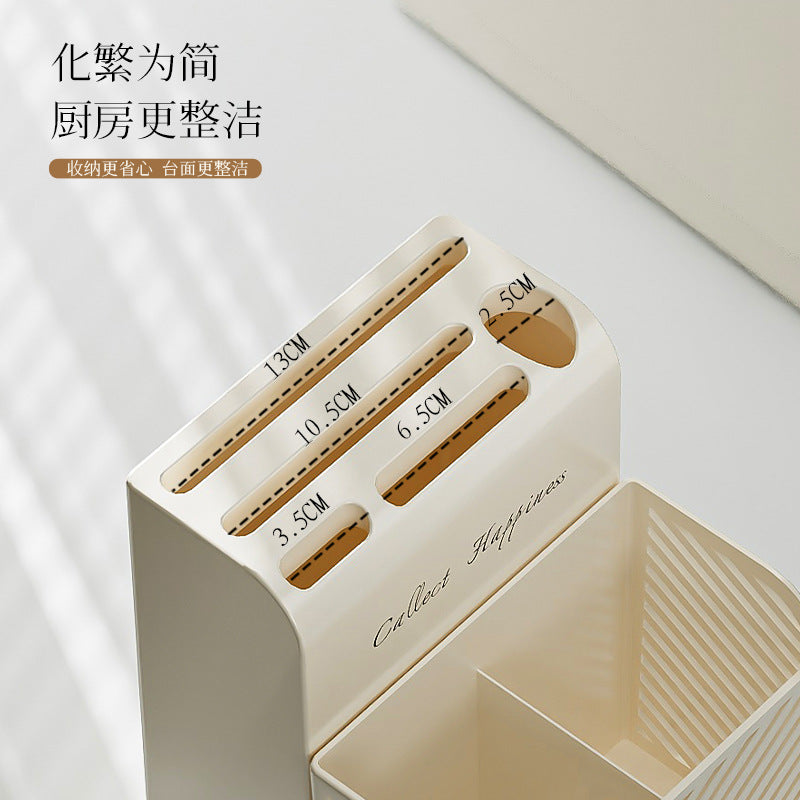 Household Knife and Chopsticks Two-In-One Chopstick Cage Multi-Functional Easy-To-Clean Chopstick Barrel Cut Out Drain Chopstick Box Kitchen Storage Rack